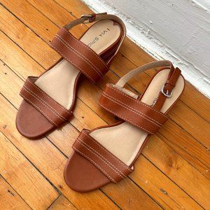 Via Spiga Brown Stitch Small Heel Sandal Sz 10